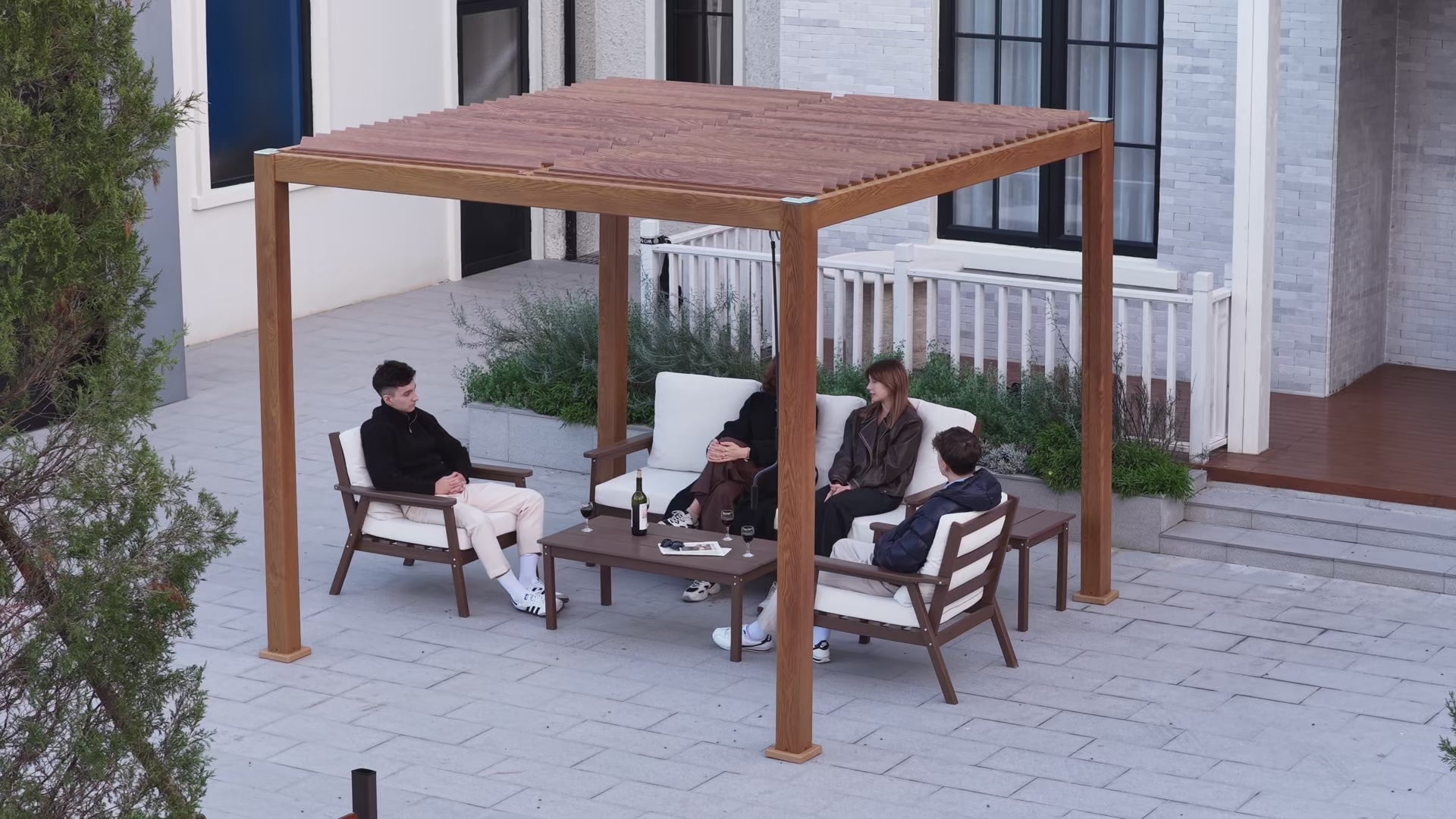Load video: Patio Kingdom Louvered Pergola
